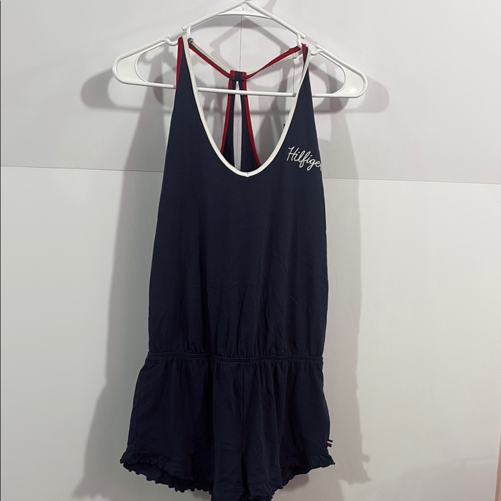 Tommy Hilfiger Navy Garment with White Embroidery Romper XS